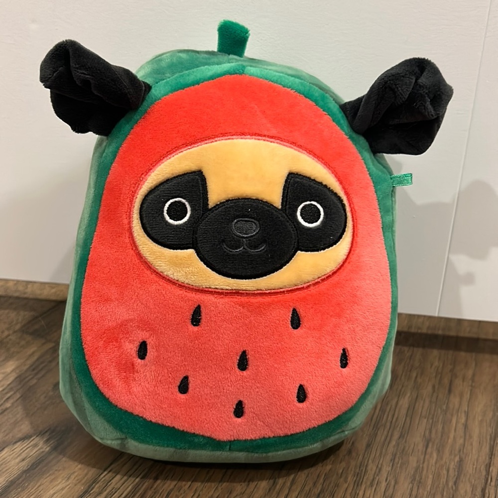 Squishmallows Green Red Black Watermelon Pug Plush